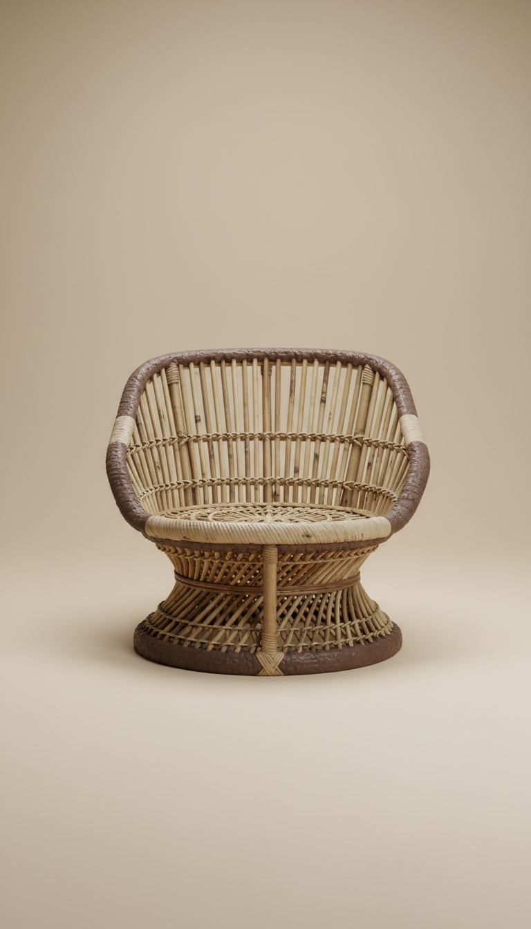 Bamboo Mudha Chair With Woven Seat