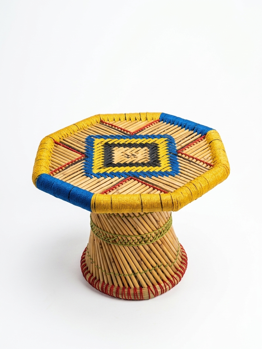 Geometric Bamboo Side Table