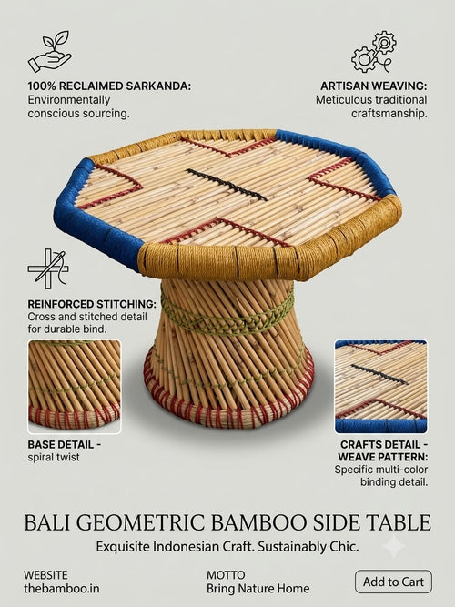 Geometric Bamboo Side Table