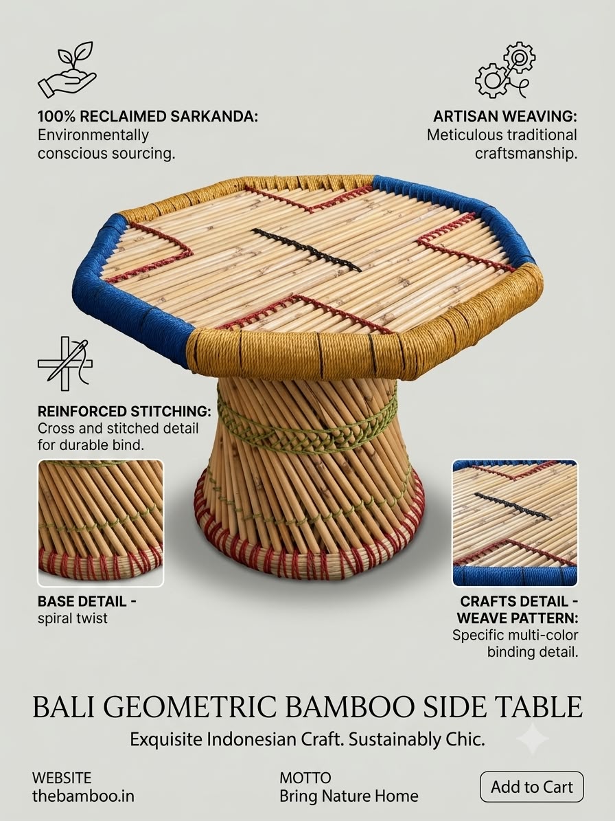Bali Geometric Bamboo Accent Table