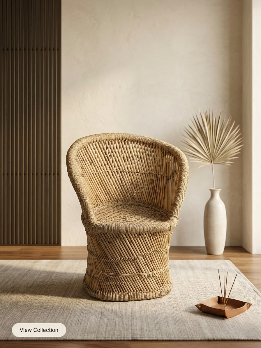 Handwoven Bamboo Barrel Chair