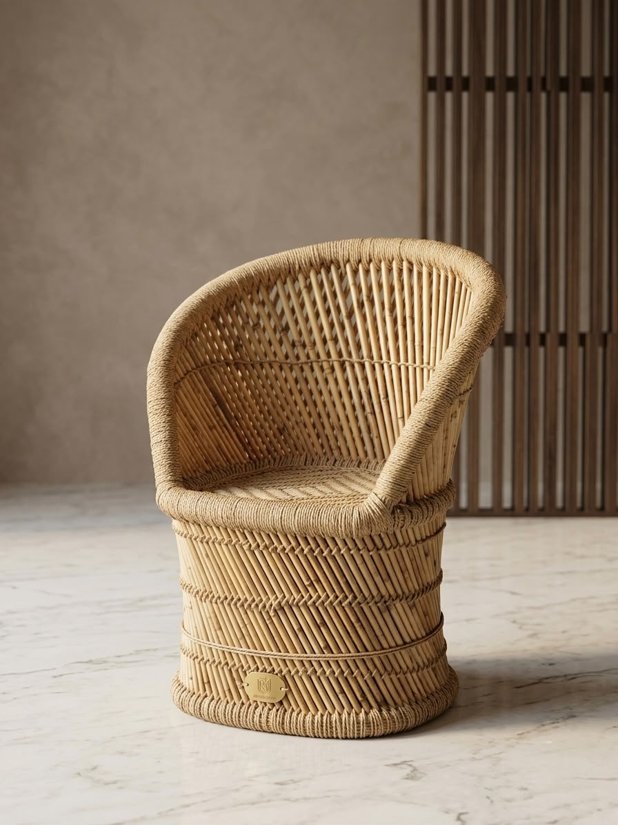 Handwoven Bamboo Barrel Chair