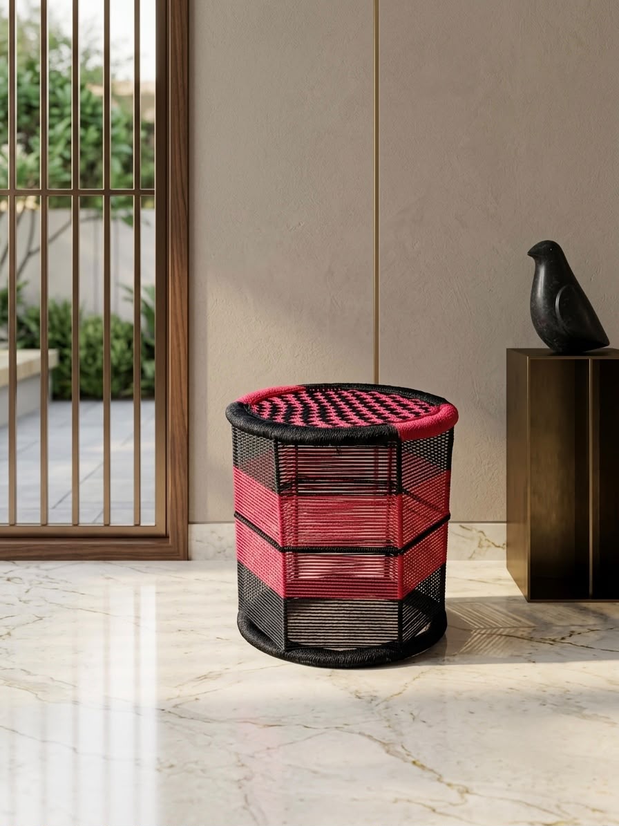 The Crimson Checker Mudda Stool